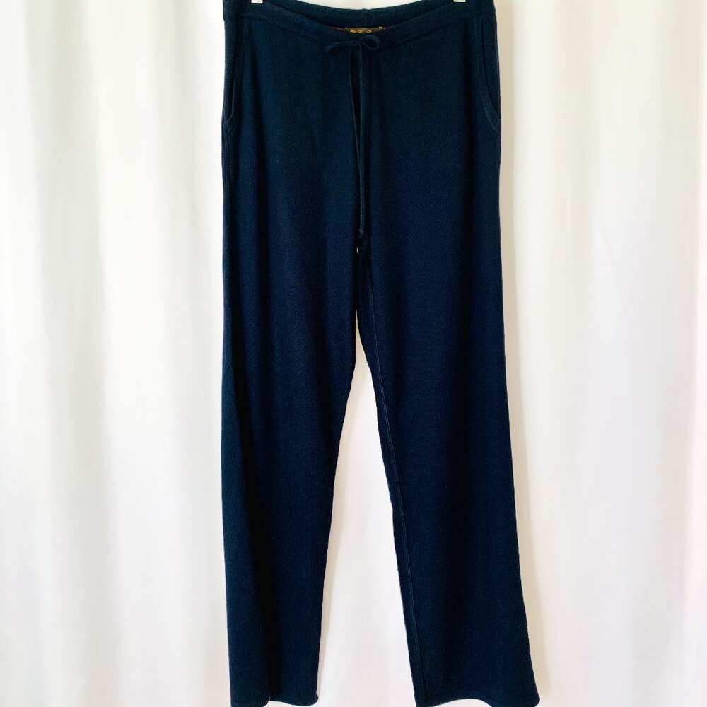 EUC LORO PIANA Loungewear Trousers Blue Cashmere Silk Knit Size Large Ret$2400
